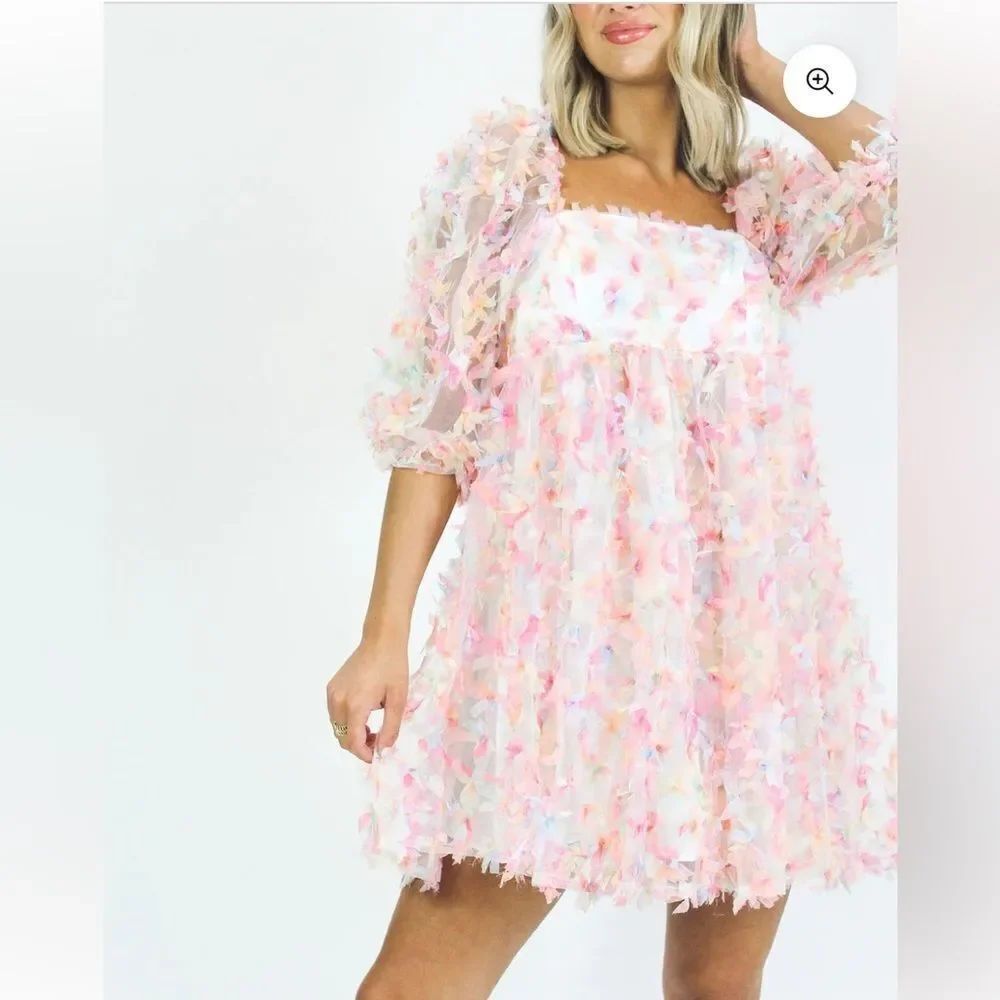 PIXIE DUST PUFF DRESS- multicolor pink